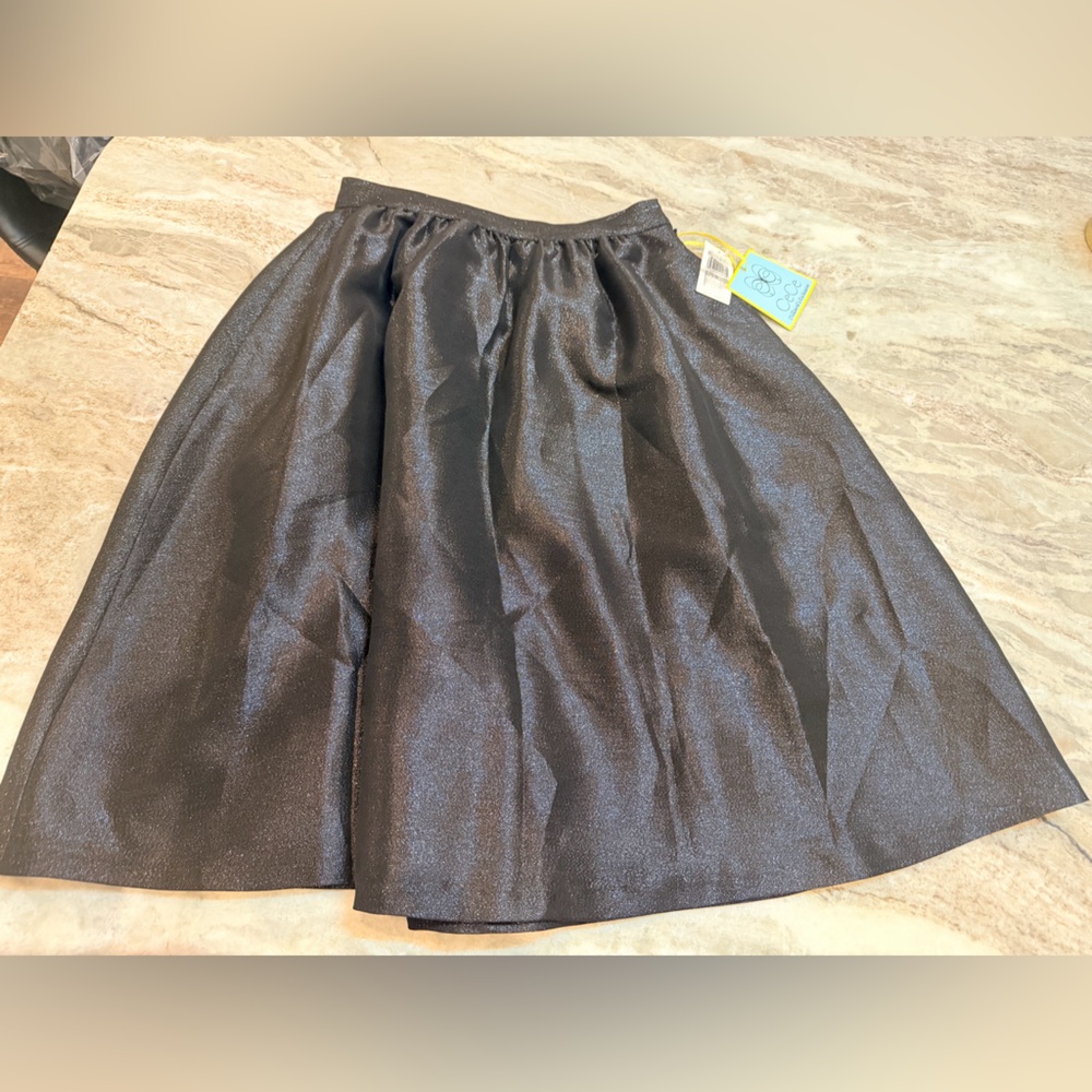 Cece Nwt Size 0 Black Shimmer A-Line Skirt Zip Waist